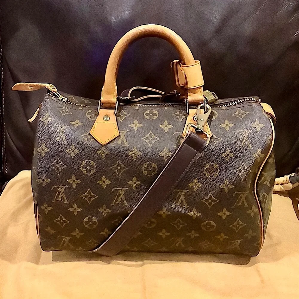 LOUIS VUITTON Monogram LV Speedy 30 Lock/Key Tag/Poignet Strap Dust Bag - Picture 8 of 17